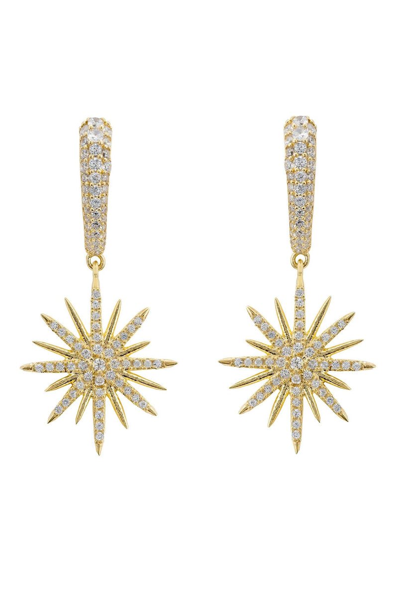 Star Burst Drop Earrings Gold