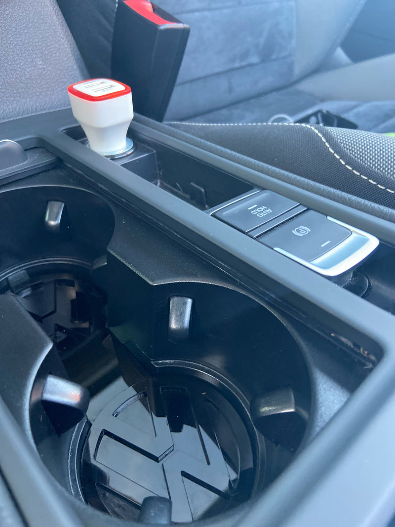 VW Golf MK7 Cup Holder Inserts | GTI, GTD & R Logo Interior Mod
