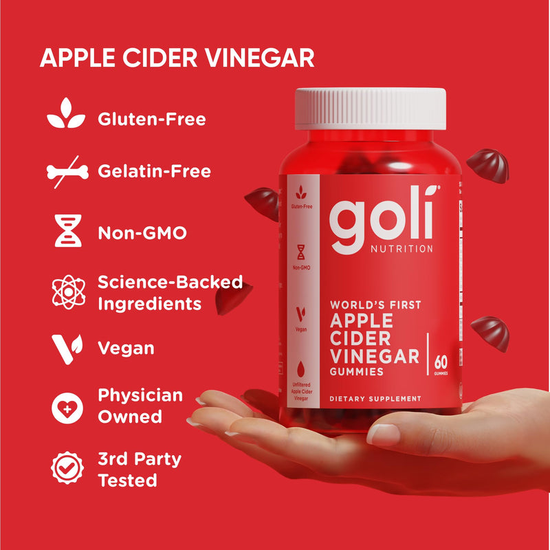 Goli Apple Cider Vinegar Gummies – 300 Count, Vegan, Gluten-Free, Non-GMO, B12 & B9