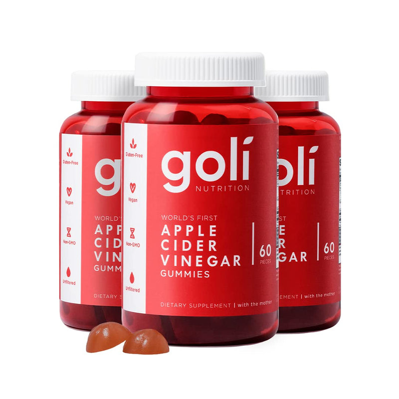 Goli Apple Cider Vinegar Gummies – 180 Count | B9 & B12, Vegan, Gluten-Free, Non-GMO