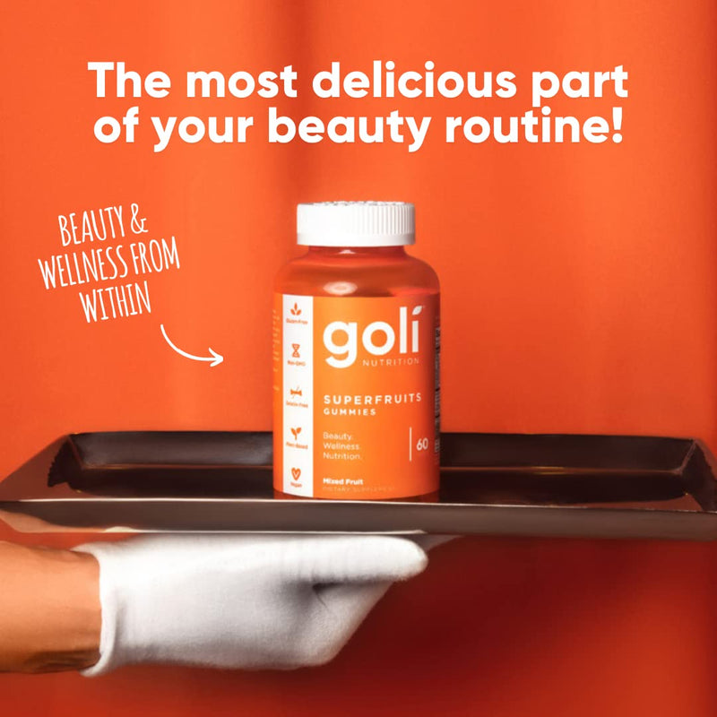 Goli SuperFruits Beauty Gummy Vitamin – 60 Count – Vegan, Plant-Based, Non-GMO, Gluten-Free & Gelatin-Free