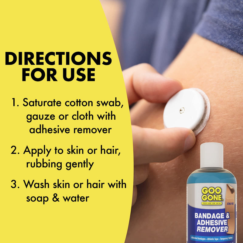 Goo Gone Skin Adhesive Remover - Safe, Pain-Free Removal for CGMs, KT Tape & Medical Adhesives (8 oz)