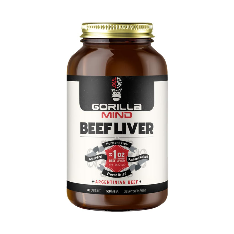 Gorilla Mind Grass-Fed Argentinian Beef Liver - Freeze-Dried Multivitamin Capsules (1 Oz)