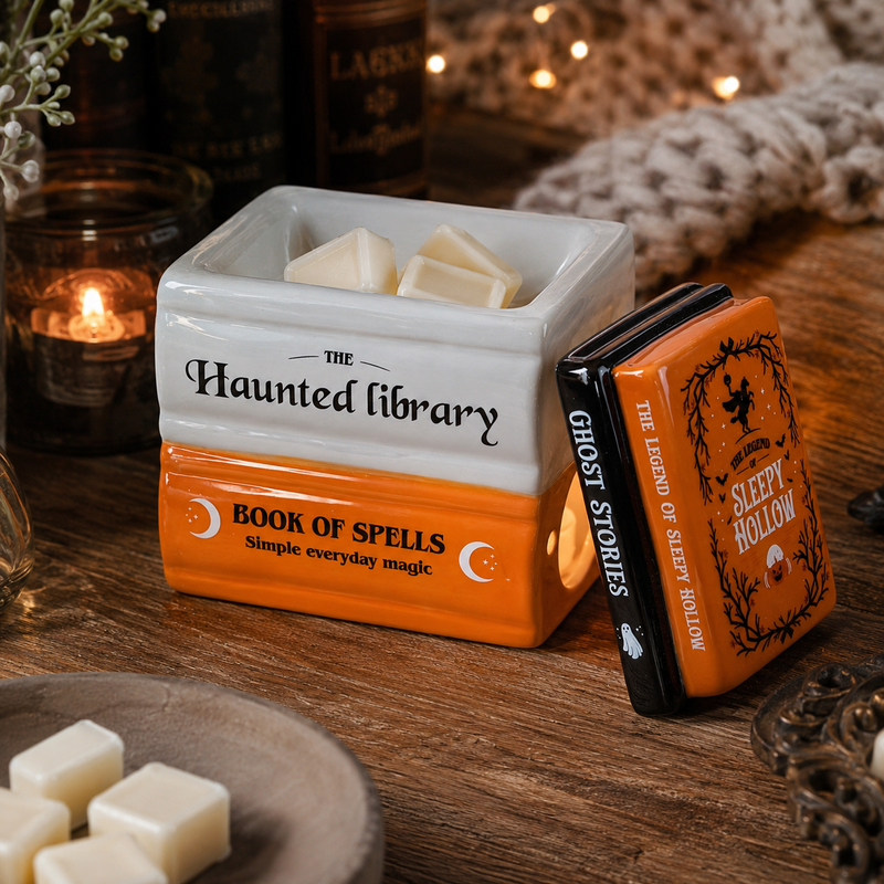 Haunted Library Book Stack Oil and Wax Burner