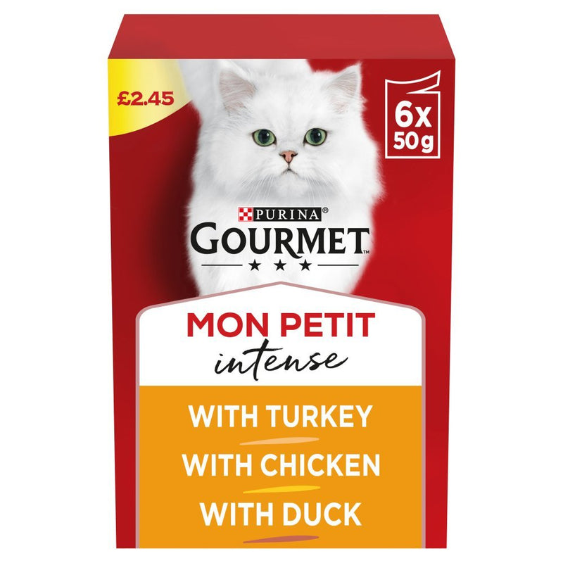 GOURMET Mon Petit Meaty Variety Duck, Chicken, Turkey Wet Cat Food 6 x 50g  (Case of 8)