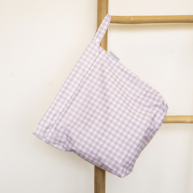 Grab & Go Nappy Wet Bags  With Handle - Lilac Gingham