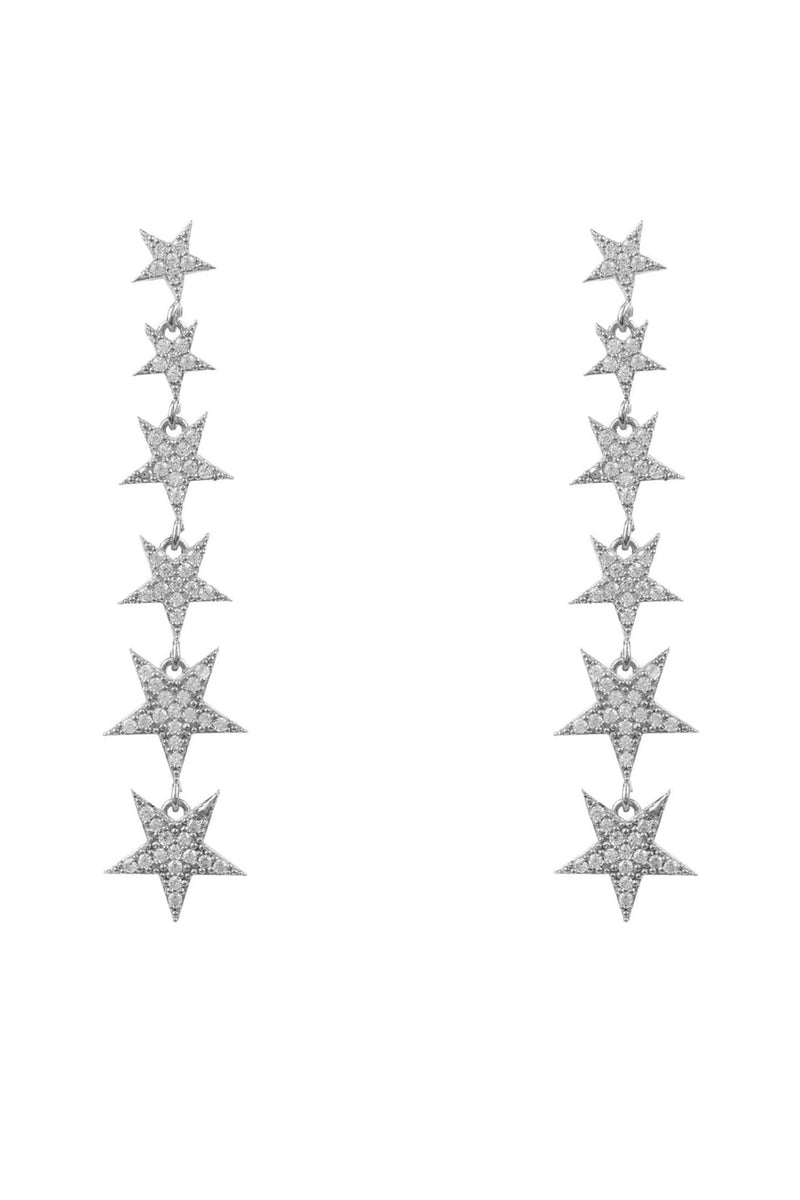 Graduated Star Drop Earrings Sterling Silver
