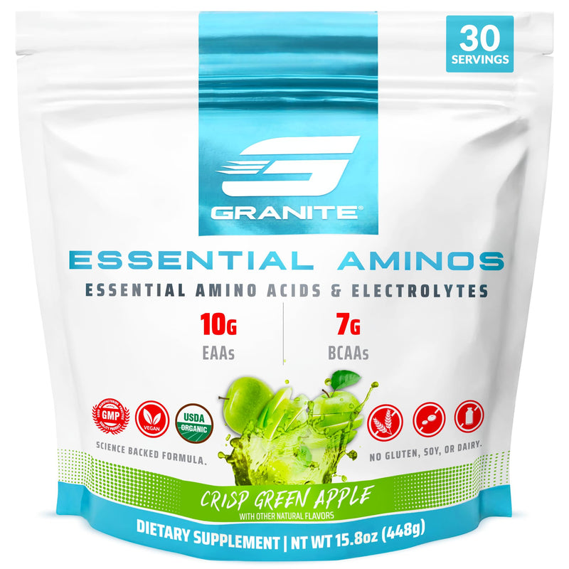 Granite Essential Amino Acids Powder – Green Apple, 30 Servings | Soy-Free & Gluten-Free