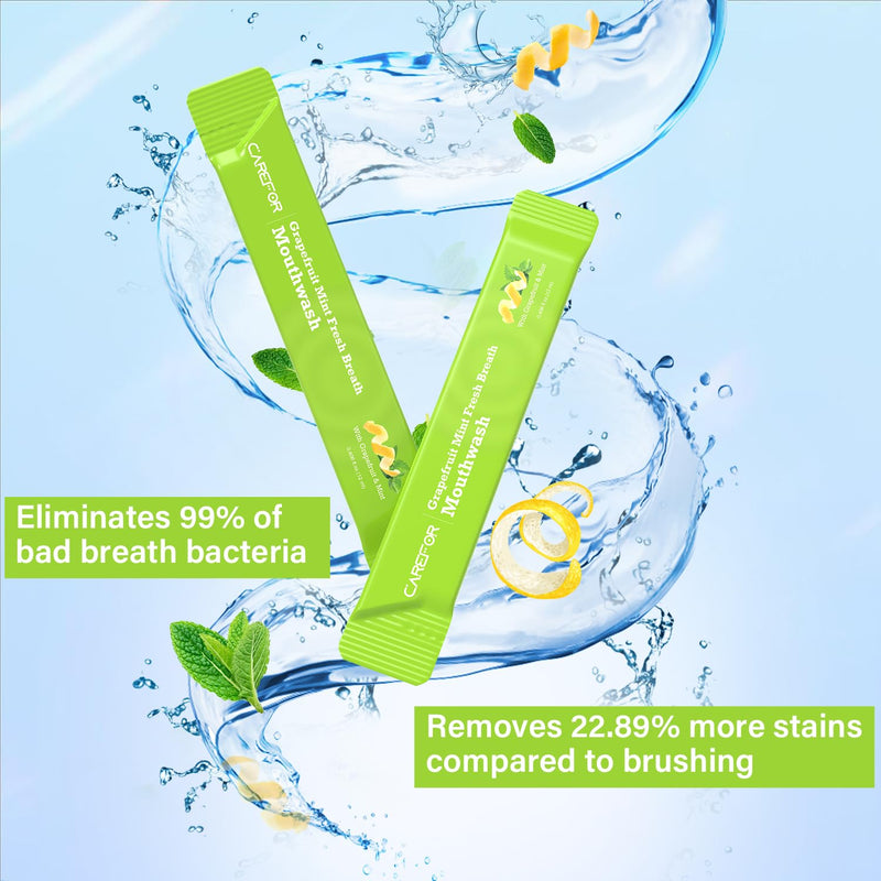 Travel Size Mouthwash Packets – Alcohol & Fluoride Free, Grapefruit Mint 0.41 fl oz Pack of 60