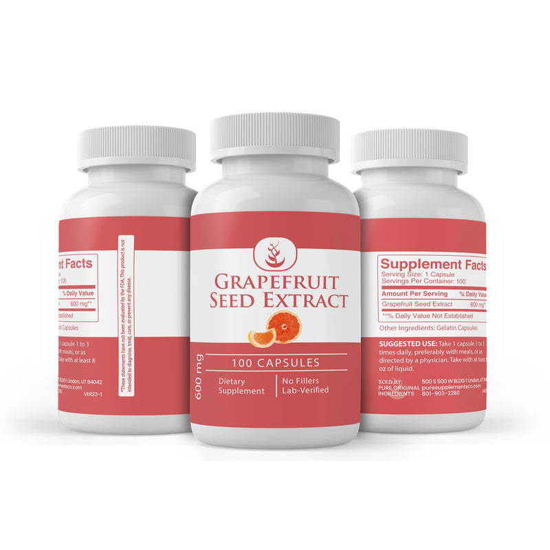 Grapefruit Seed Extract (100 Capsules) - Pure Original Ingredients, Lab Verified