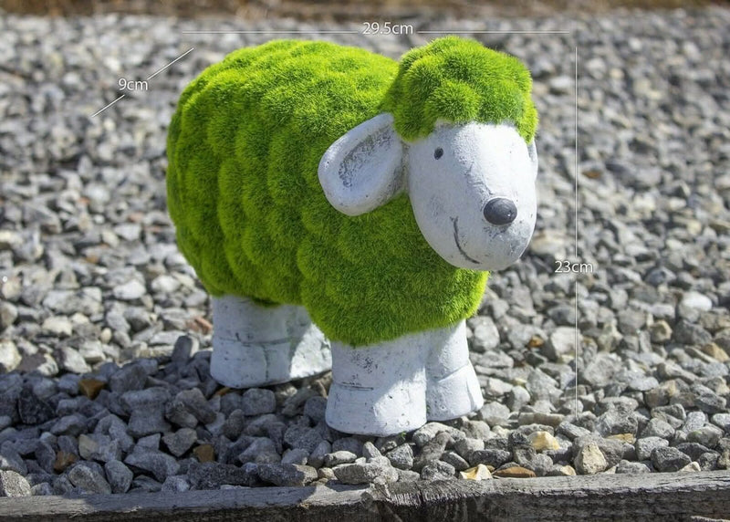 Stone & Grass Effect Sheep Garden Ornament Resin Statue 35cm