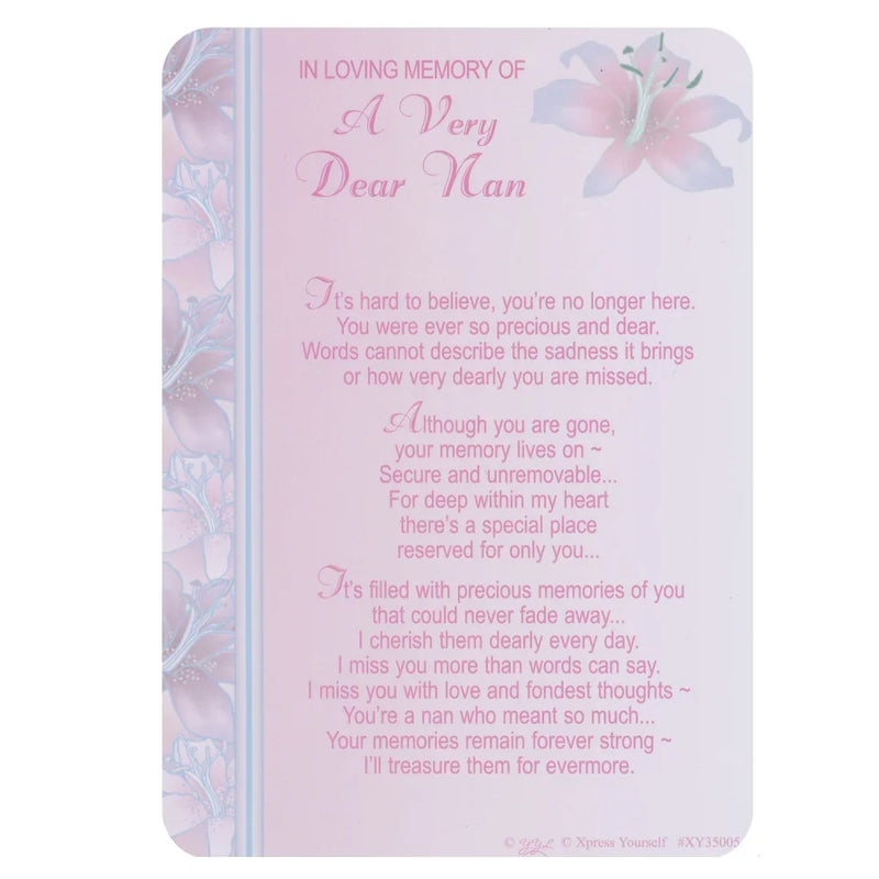 Graveside Memorial Card Loving Memory Nan