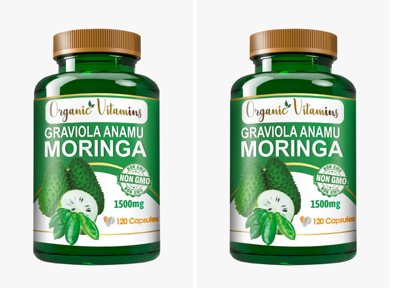 Graviola Soursop Green Superfood for Antioxidant Support (120 Capsules Pack of 2)