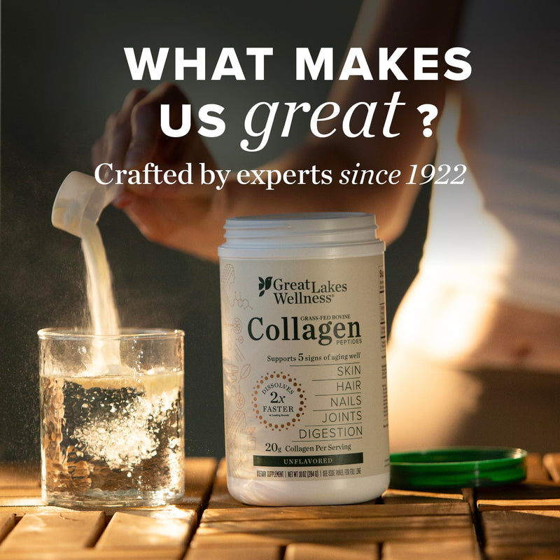 Great Lakes Wellness Collagen Peptides Powder — Unflavored, 20 g per Serving, 4 lb Value Pouch | Keto, Kosher, Non-GMO