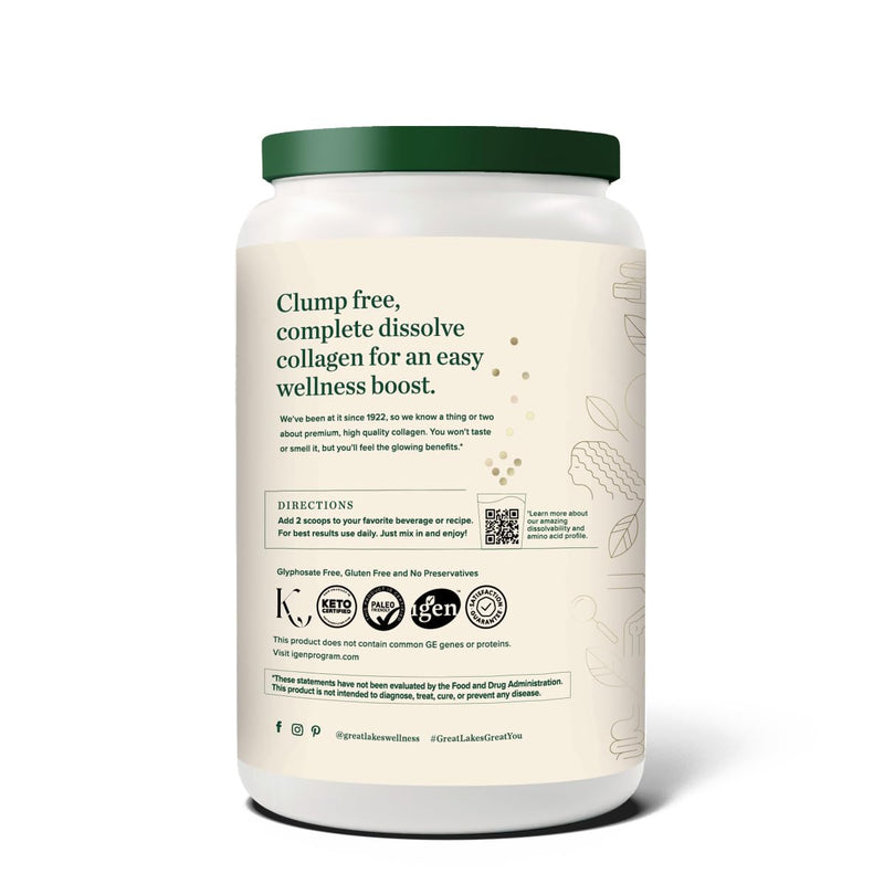 Great Lakes Wellness Collagen Peptides – Unflavored, 32 oz, 20 g/serving