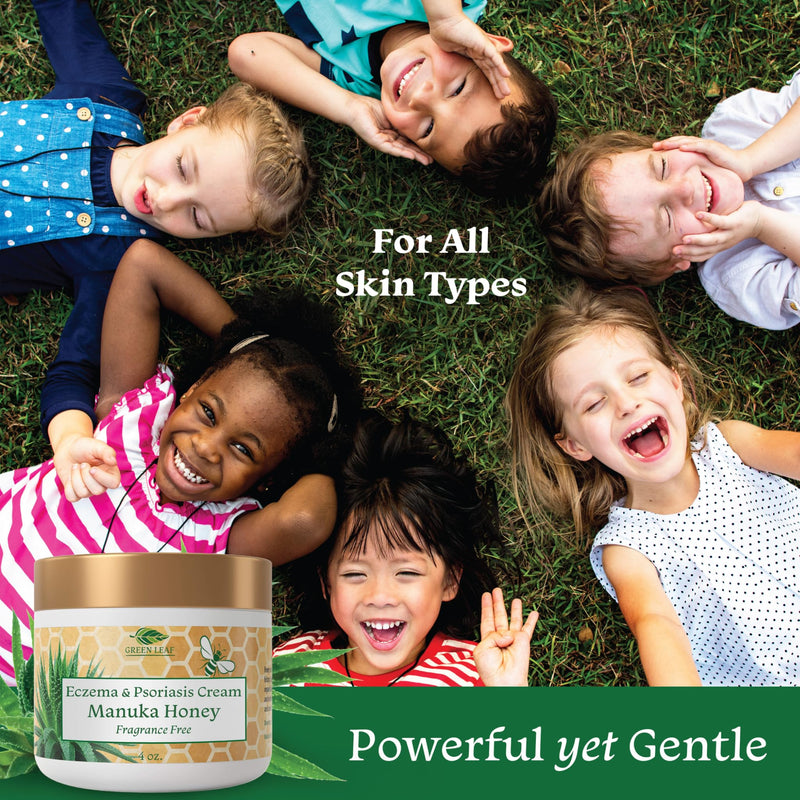 Green Leaf Naturals Manuka Honey Eczema Cream – Fragrance-Free Moisturizer for Dry Skin, Eczema & Psoriasis (2oz)