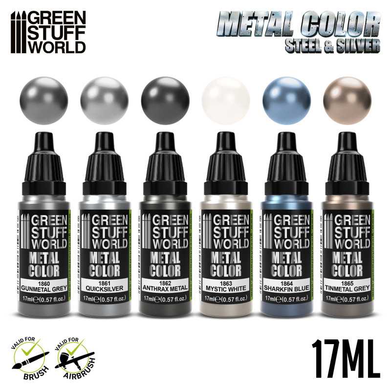 Green Stuff World Metallic Paints Set - Silver