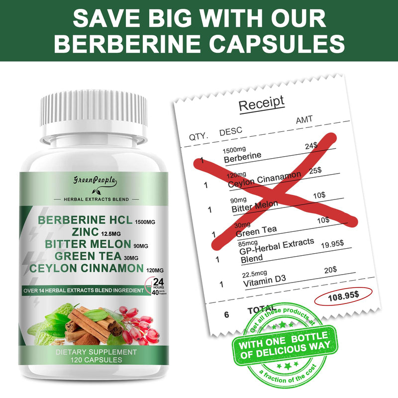 GREENPEOPLE Berberine with Cinnamon – 2 Pack, 120-Count