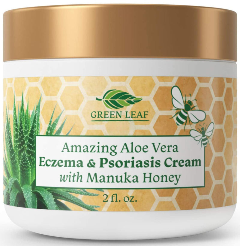 Manuka Honey Eczema Cream Moisturizing Lotion Treatment for Psoriasis Relief - Itchy, Dry Skin Rash Ointment - Soothing Moisturizer for Baby, Kids, Adults - High Strength Body & Face Cream 2oz