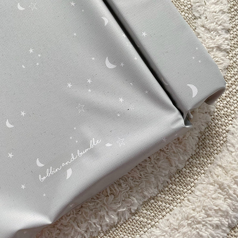 Standard Changing Mat - Grey-green moon and stars Print