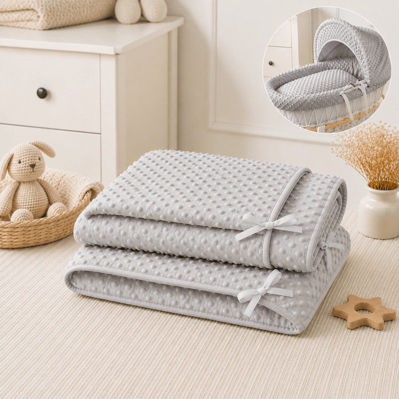 Grey Dimple Moses Basket Bedding Set