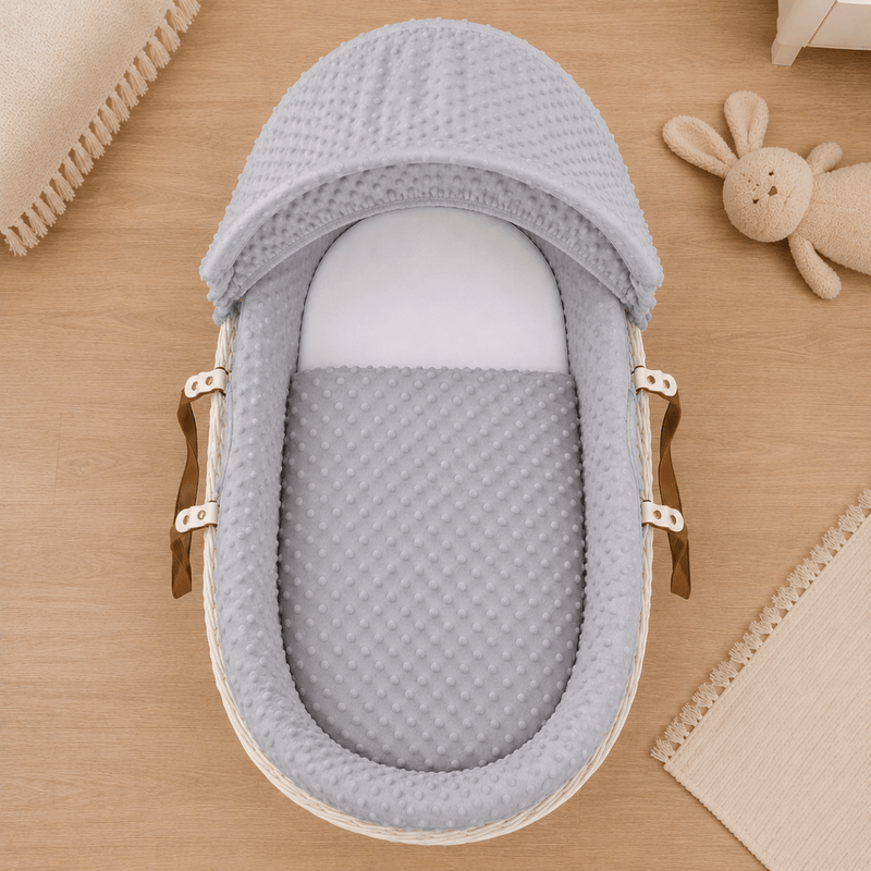 Grey Dimple Moses Basket Bedding Set