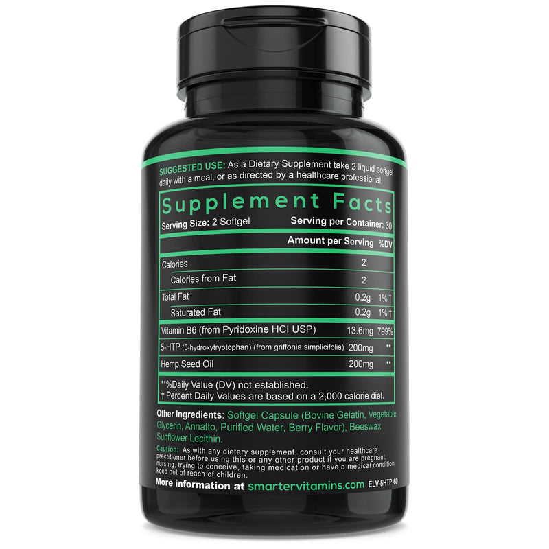 200mg 5-HTP + Vitamin B6 – Extended Time Release, 60 Softgels, 30 Servings