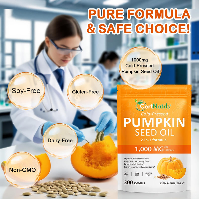 GTZSXNP Pumpkin Seed Oil Capsules 2 in 1 – Hair & Prostate Health (Non-GMO)