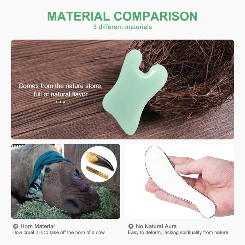 airogym Guasha Massage Tool – Natural Stone Gua Sha Board 4-Piece Set for Spa, Acupuncture & Lymphatic Drainage