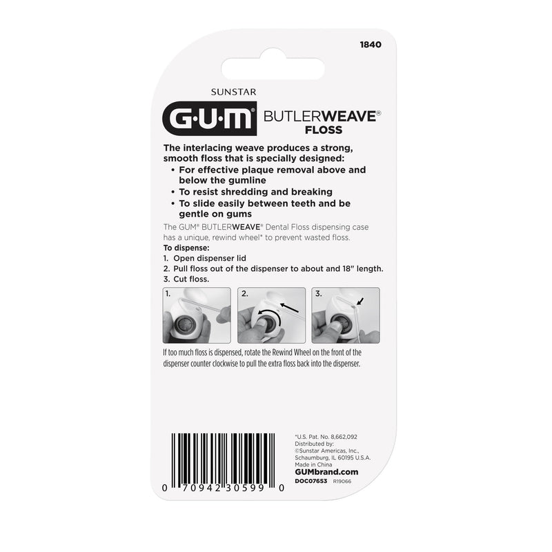 GUM ButlerWeave Woven Dental Floss – Mint, Waxed, Shred-Resistant, 1 Count