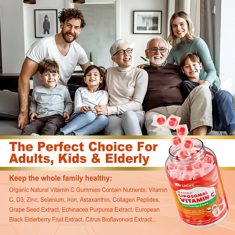 Liposomal Vitamin C Gummies 1000mg for Adults & Kids 9+ | Immune Support