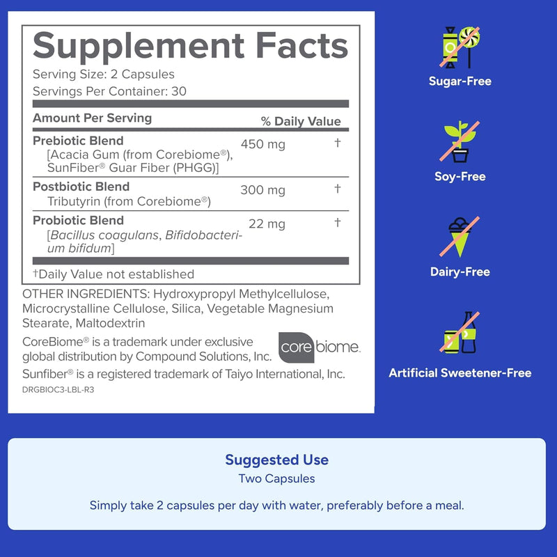 Gundry MD Bio Complete 3 — 3-in-1 Prebiotic, Probiotic, Postbiotic for Gut Health (90-Day Supply)