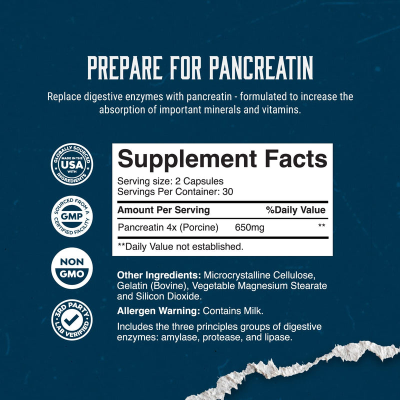 Digestive Enzyme Supplements for Gut Health - Pancreatin Digestive Enzymes for Digestion Upset Stomach Relief and Leaky Gut Repair - Pure Enzymes Digestion Supplement Women and Men