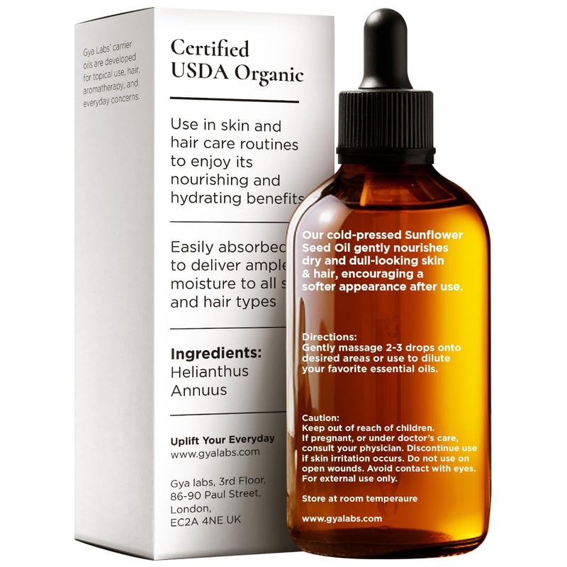 Gya Labs Sunflower Carrier Oil 3.4 oz – Hair, Skin, Face, Scalp & Body