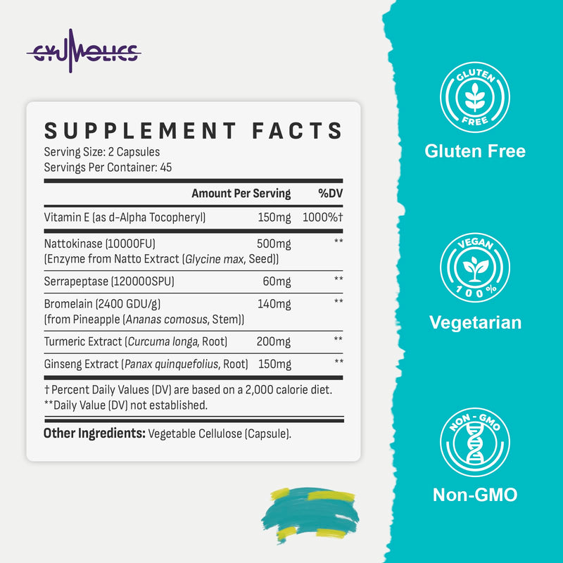 Gyumolics Nattokinase 10000FU – Organic Enzyme Blend for Movement Comfort, 180 Capsules