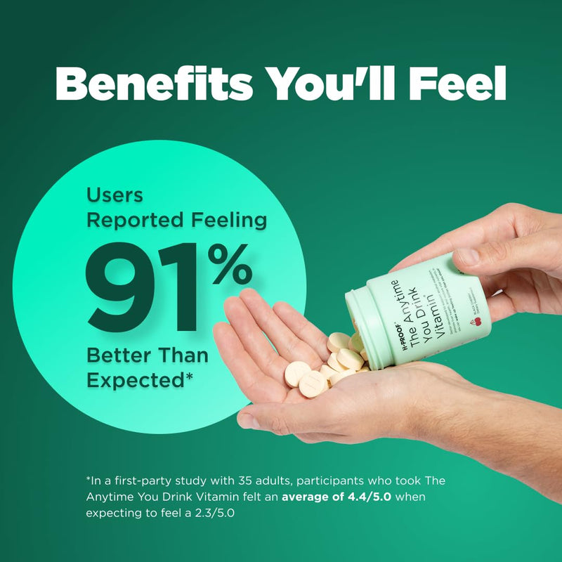 H-PROOF The Anytime You Drink Vitamin — Post-Drink Metabolism + Liver Health, Immunity Support, Vegan, 40 Chewables