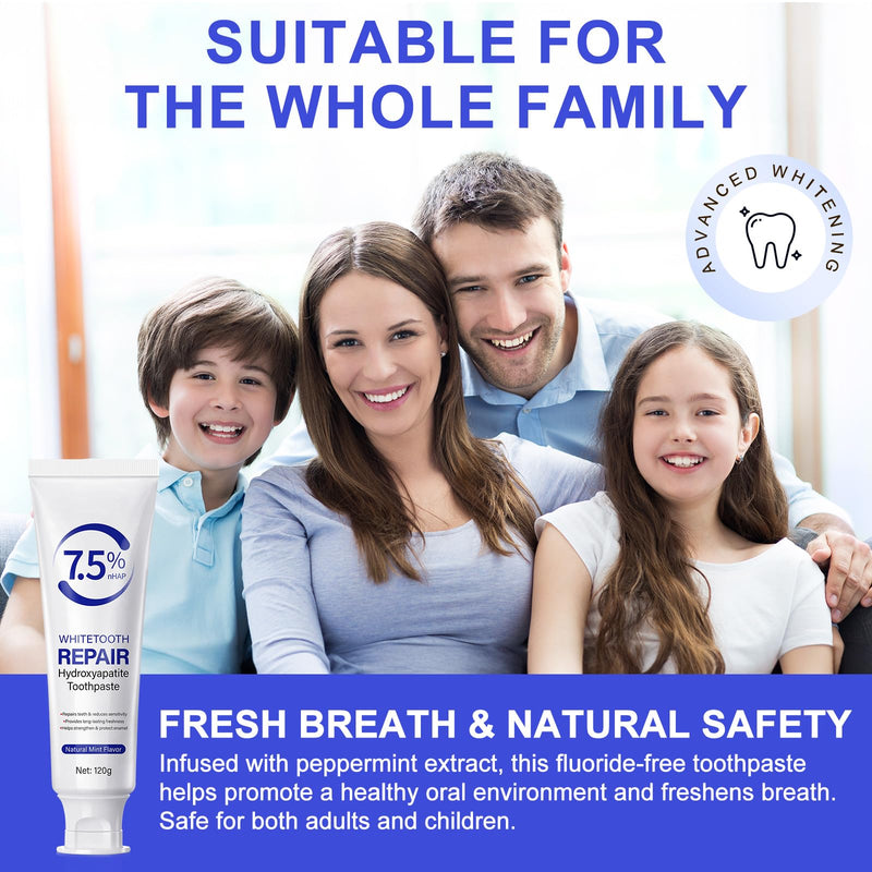 Hydroxyapatite Toothpaste – Enamel Protection & Gentle Mint (2 Tubes, 4.23 oz)