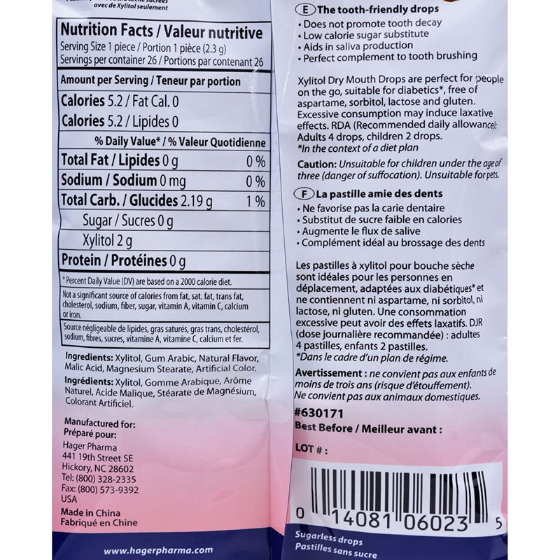 Hager Pharma Dry Mouth Drops with Xylitol, Cherry 2 oz (Pack of 3)
