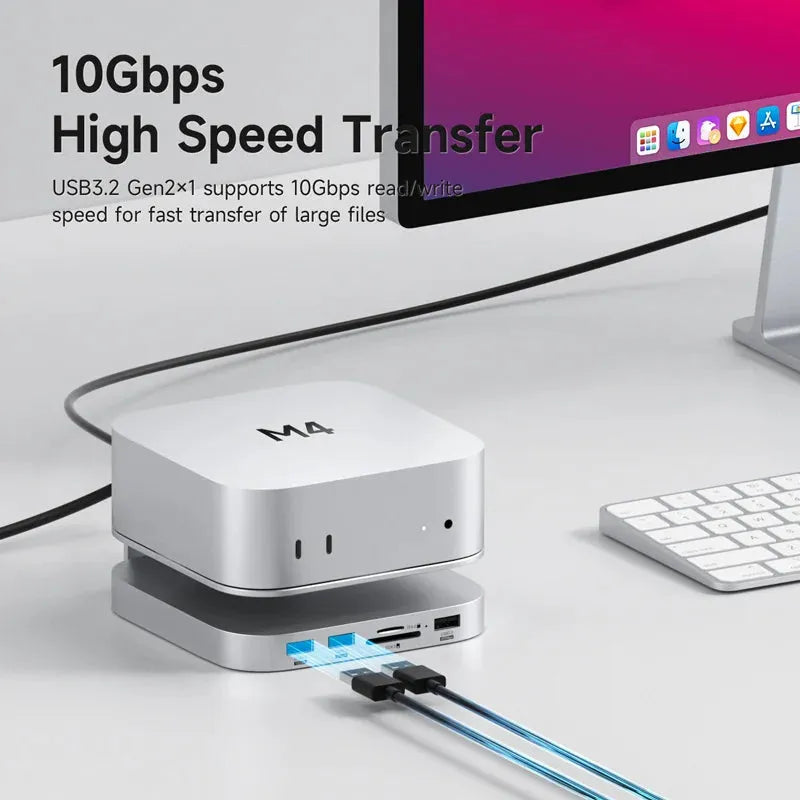 Hagibis USB C Hub with M.2 SSD Enclosure, Docking Station for Mac mini M4