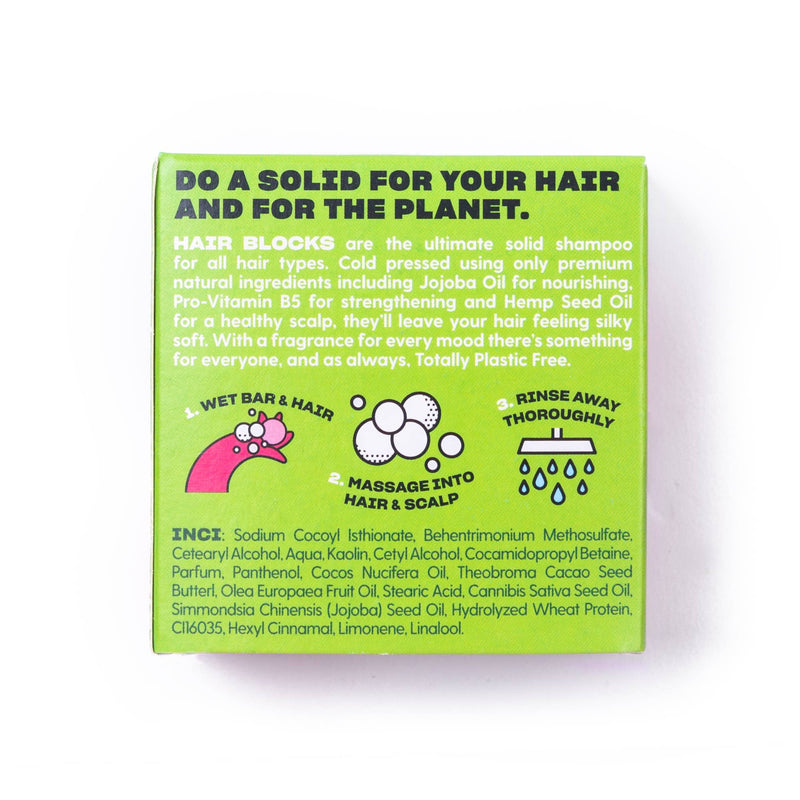 Hair Blocks Solid Shampoo Mint & Grapefruit - Plastic Free Vegan Shampoo Bars