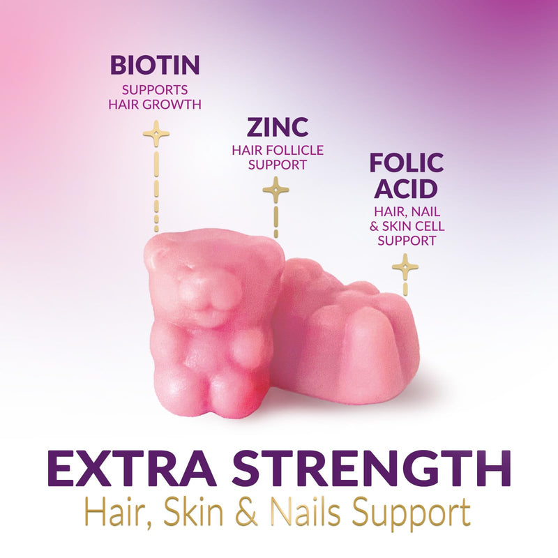 Hair Vitamin Gummies – 5000 mcg Biotin, Vegetarian, Non-GMO | 60 Gummies
