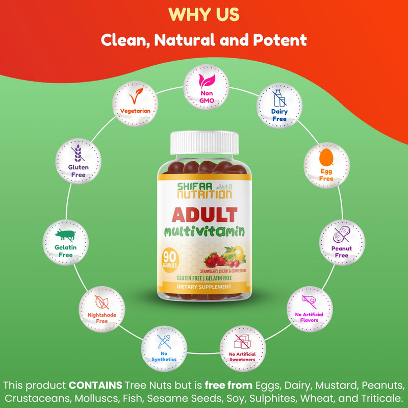 Halal Multivitamin Gummies for Women & Men – Immune & Wellness | 90 Gummies (45-Day)