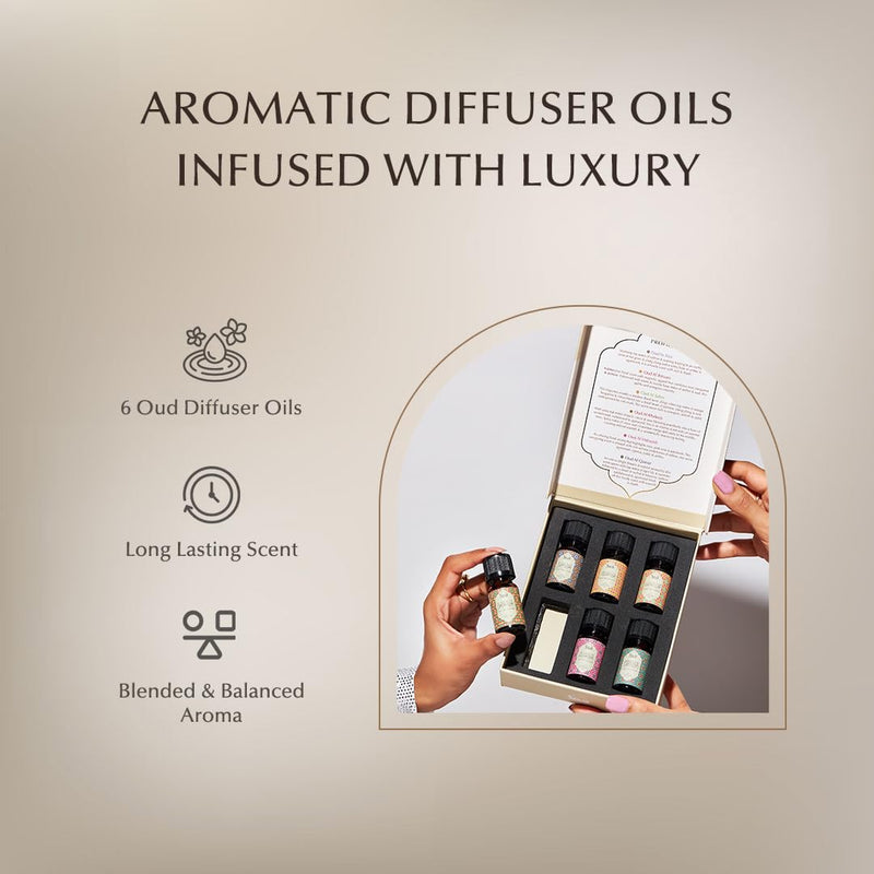 Oud Diffuser Oil Gift Set – 6 x 10ml | Pure Halal Oudh Oils | Dukhni