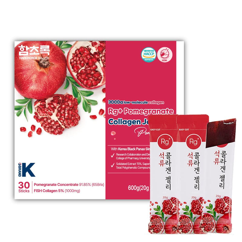 HAMCHOROK Pomegranate Collagen Jelly Sticks – Anti-Aging Korean Beauty, 20g x 30 (Skin, Hair & Nails)