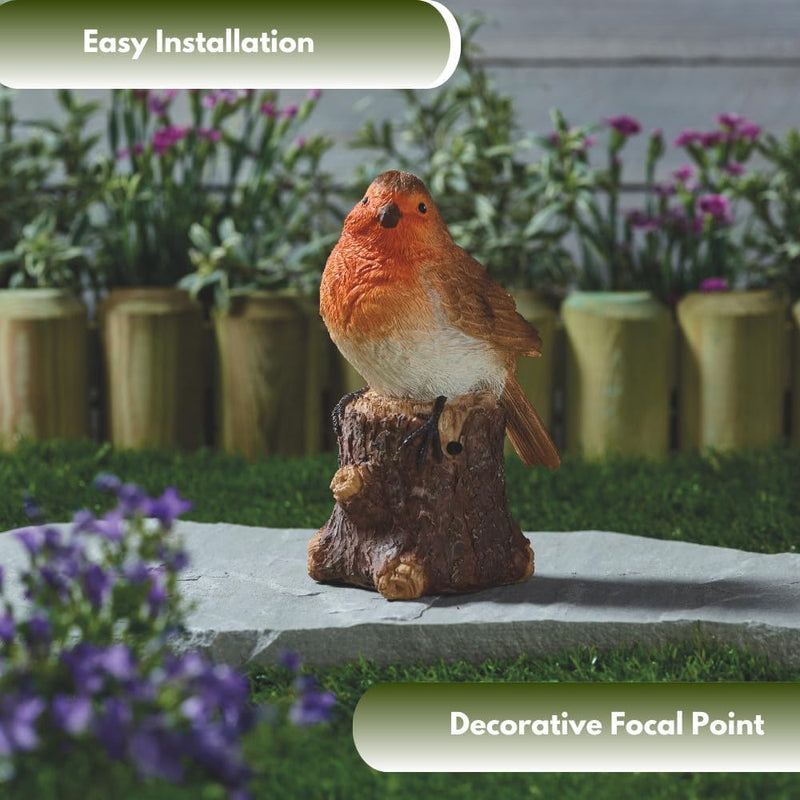 Solar Singing Robin Garden Ornament with Bird Sound