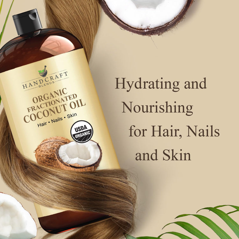 Handcraft Blends Organic Fractionated Coconut Oil - 28 Fl Oz | Pure, Natural Carrier Oil for Skin & Hair