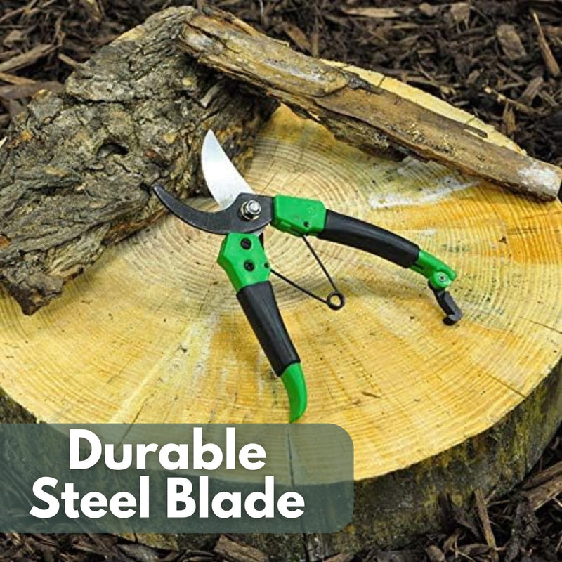 Carbon Steel Bypass Secateurs with Soft Grip Pruning Handles