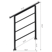 Handrails for Outdoor Steps, Wrought Iron Handrail Fits 1 or 3 Steps, Transitional Handrail with Installation Kit, Black - InStock