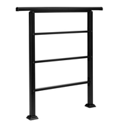 Handrails for Outdoor Steps, Wrought Iron Handrail Fits 1 or 3 Steps, Transitional Handrail with Installation Kit, Black - InStock