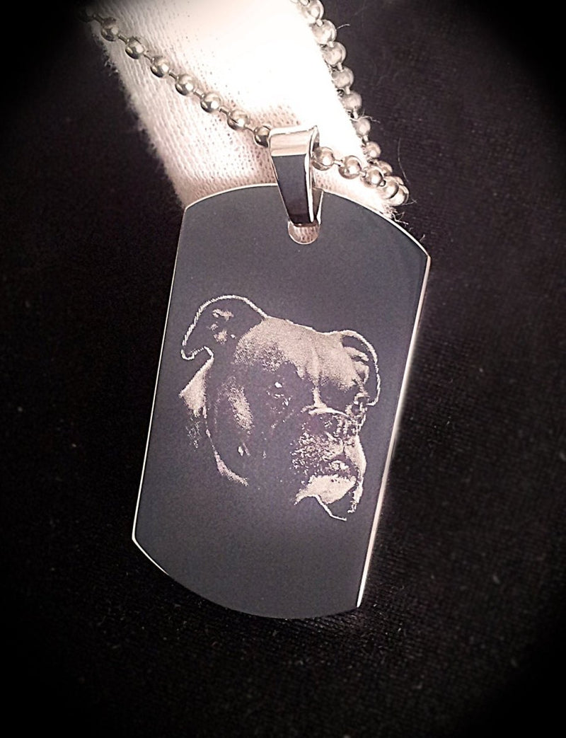 Handwriting Dog Tag – Custom Photo Pendant Engraved on Both Sides | Velvet Pouch Gift